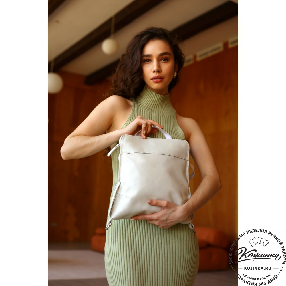 Женский кожаный рюкзак "Салоники" (жёлтый)